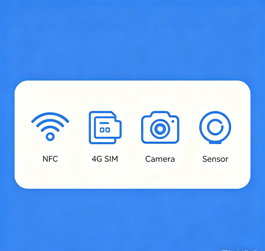 Hardware customization features (NFC, 4G SIM, 5MP front camera) service – not sold separately.