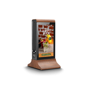 Digital Table Tent with 23200mAH Battery and Double Side Screen for Tabletop (Wood Grain)835