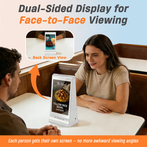 Double Side Screen  Digital Signage Display with 23200mAH Battery for Tabletop White (868PX)