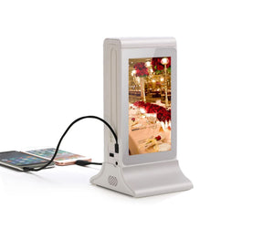 Digital Table Tent with 23200mAH Battery and Double Side Screen for Tabletop (White)835