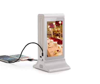 Digital Table Tent with 23200mAH Battery and Double Side Screen for Tabletop (White)835