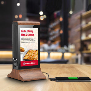 Digital Table Tent with 23200mAH Battery and Double Side Screen for Tabletop (Wood Grain)835