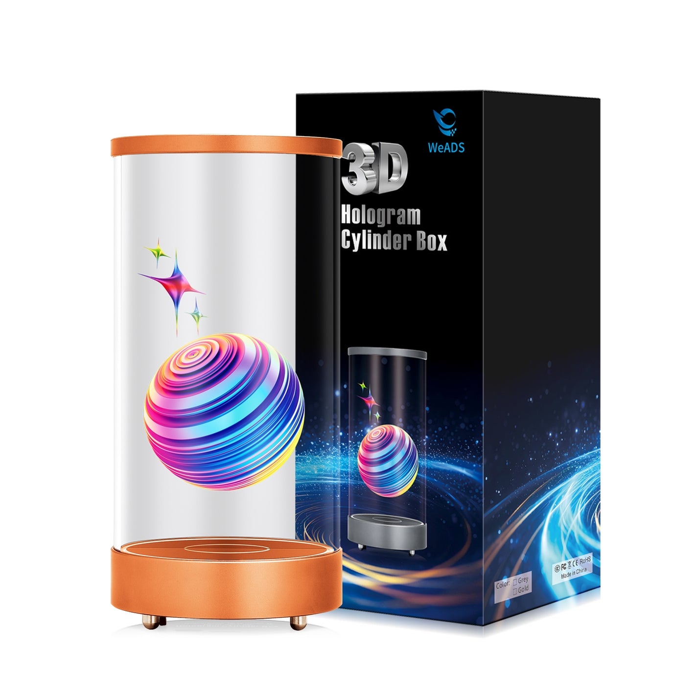 WeADS 3D Hologram Cylinder box （Orange）
