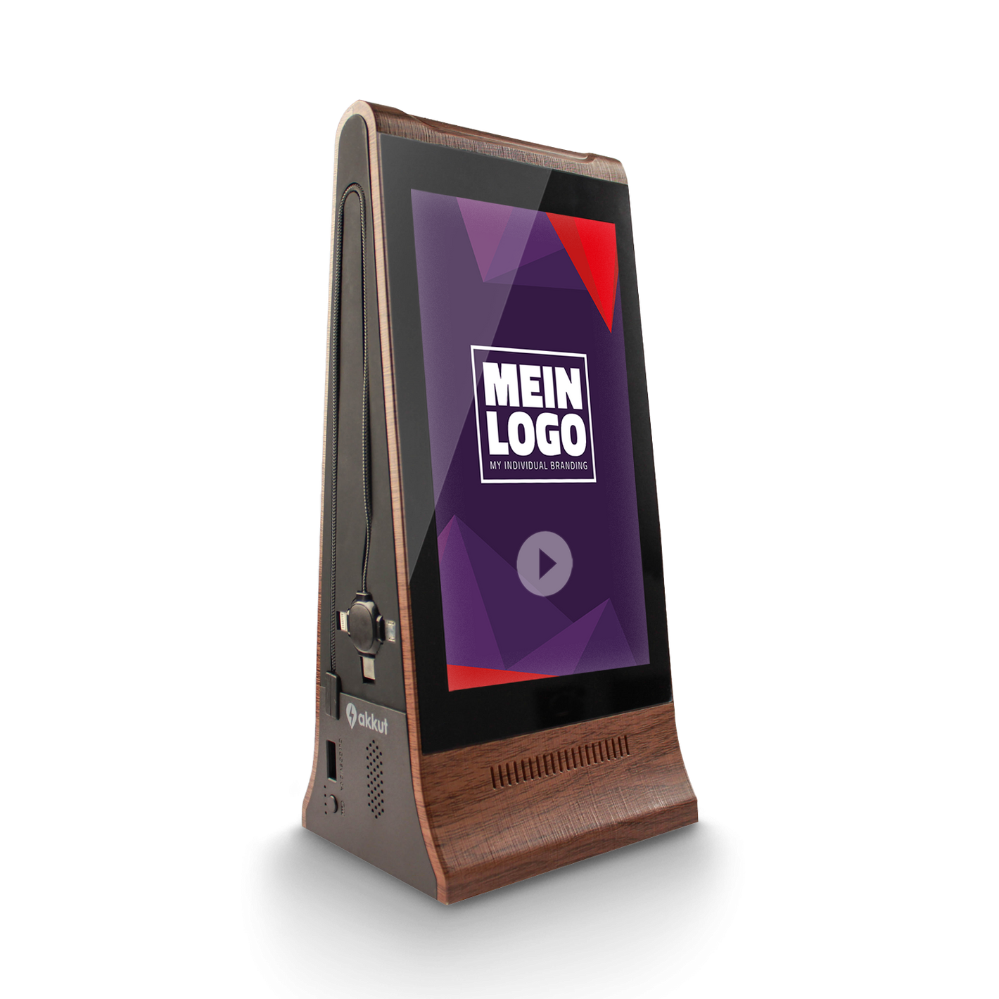 Double Side Screen  Digital Signage Display with 23200mAH Battery for Tabletop Wood Grain (868PX)